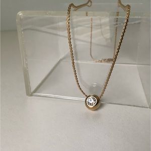 New bezel diamond solitaire necklace vintage